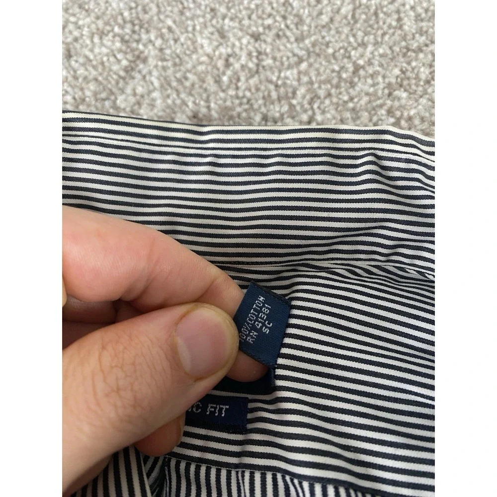 Polo Ralph Lauren Black Striped Shirt Cotton 16.5-34/35 Black Pony Preppy Men XL
